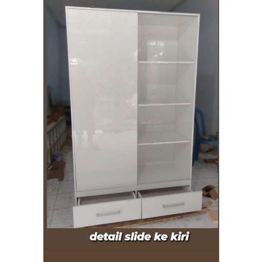 Lemari minimalis Sliding 2 pintu full putih ( FREE Ongkir Purbalingga kota Purwokerto kota)