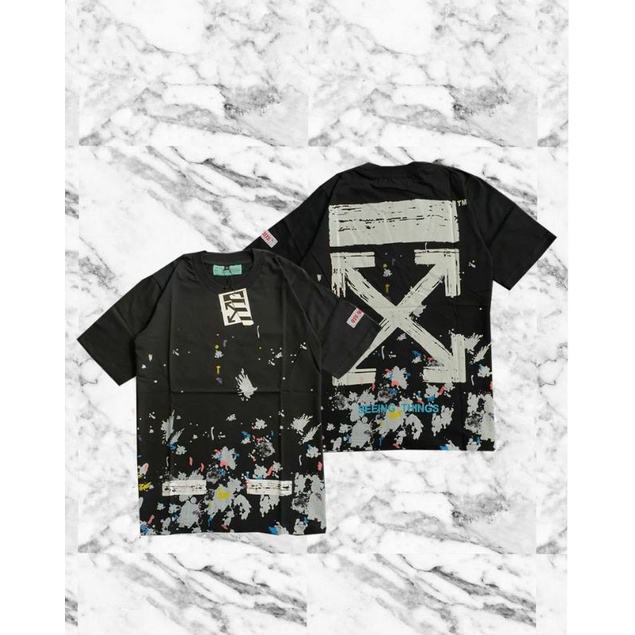 KAOS T SHIRT OFF WHITE GALAXY PAINT BRUSH PAKAIAN PRIA WANITA MURAH BAJU UNISAX OFF WHITE AUTHENTIC