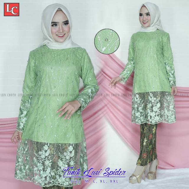 Fanstore -Set kebaya modern tunik lusi spider