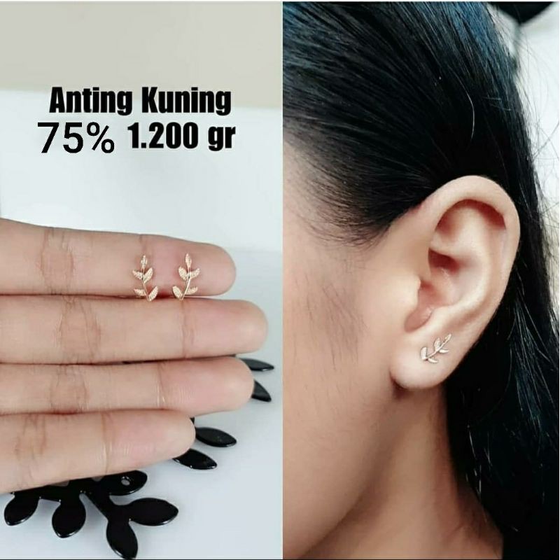 Anting Leaf emas kadar 75%