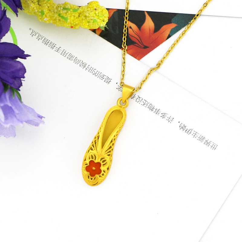 Liontin Sepatu Lapis Emas Emas Asli Kadar 375 Motif Bordir Naga Phoenix Untuk Aksesoris Perhiasan Pengantin Pernikahan