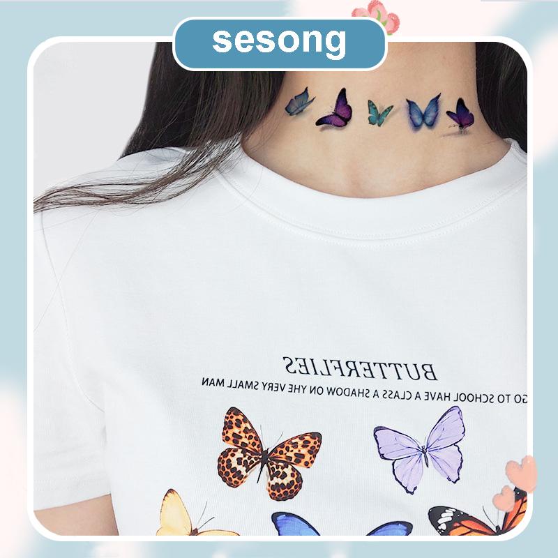 Jual Lucu Stiker Tato Kupu-kupu 3D Tahan Air Kecil Segar Pergelangan