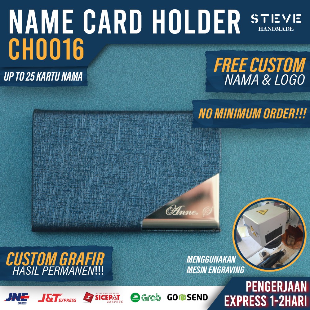 Tempat Kartu Nama Name Card Holder Dompet Kartu Kredit Credit Card Wallet CH0016 Custom Blue