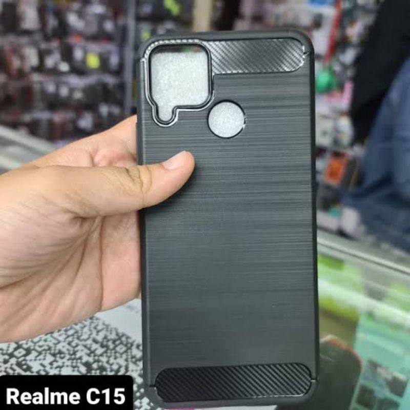 Case Realme C15 Premium Case fiber Carbon