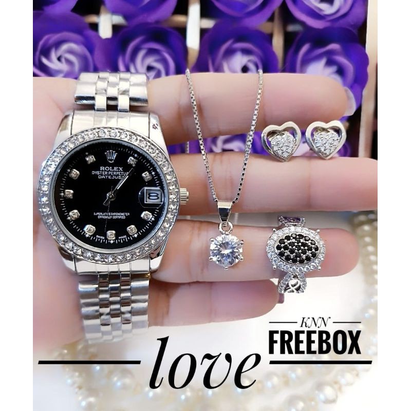 set perhiasan plus jam tangan lapis emas