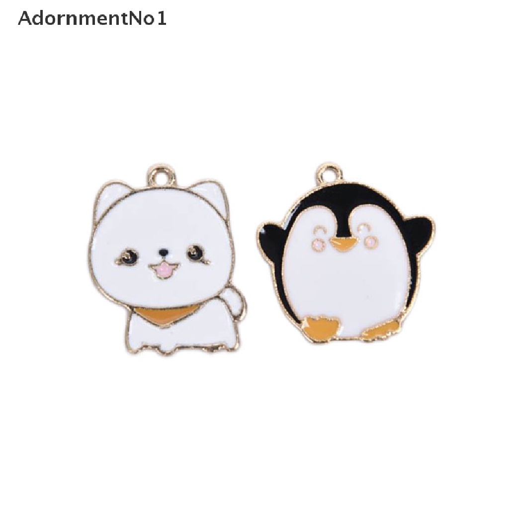 (AdornmentNo1) 10pcs / Set Liontin Enamel Bentuk Penguin / Anjing Bahan Alloy Untuk Kerajinan Tangan DIY