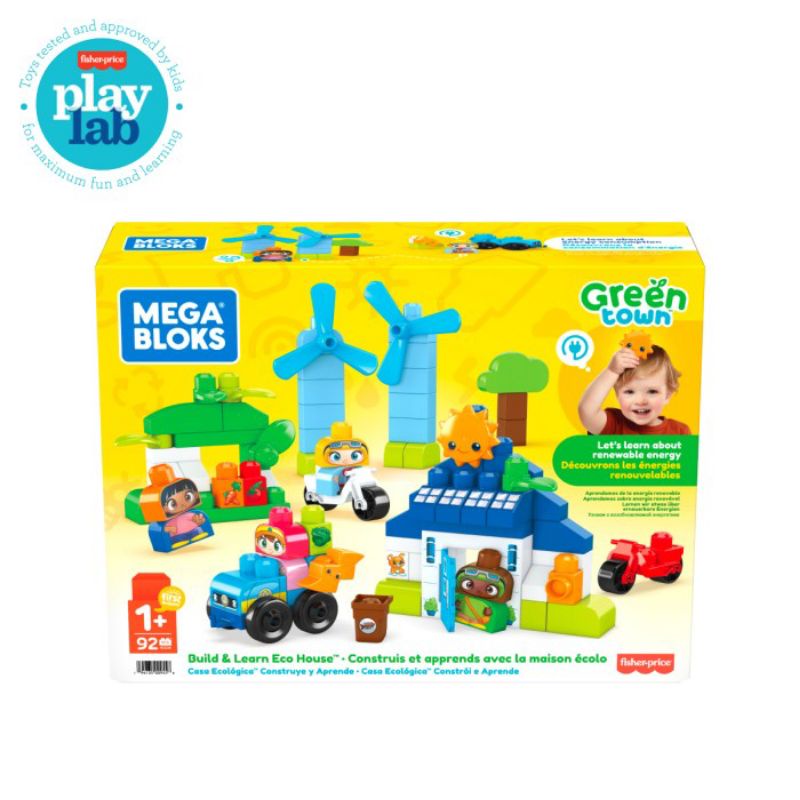 Mega Bloks Green Town Build & Learn Eco House - Mainan Balok
