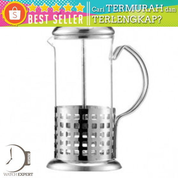 Duolvqi French Press Manual Coffee Maker Pot Grid Pattern 600ml - KG72I - Silver