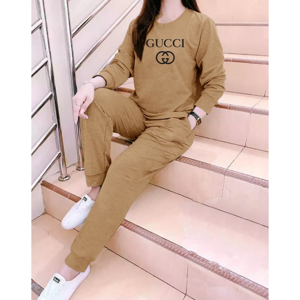BISA COD / Stelan Girl  UCCI / satu set baju + celana / baju olaraga / baju  santai / sport  / fashion kekinian  -mukzhop