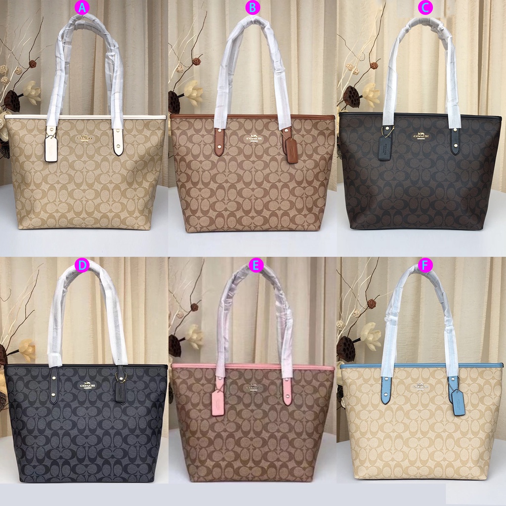 (grab) 58292 coach Canvas leather tote bag for ladies with one shoulder bag