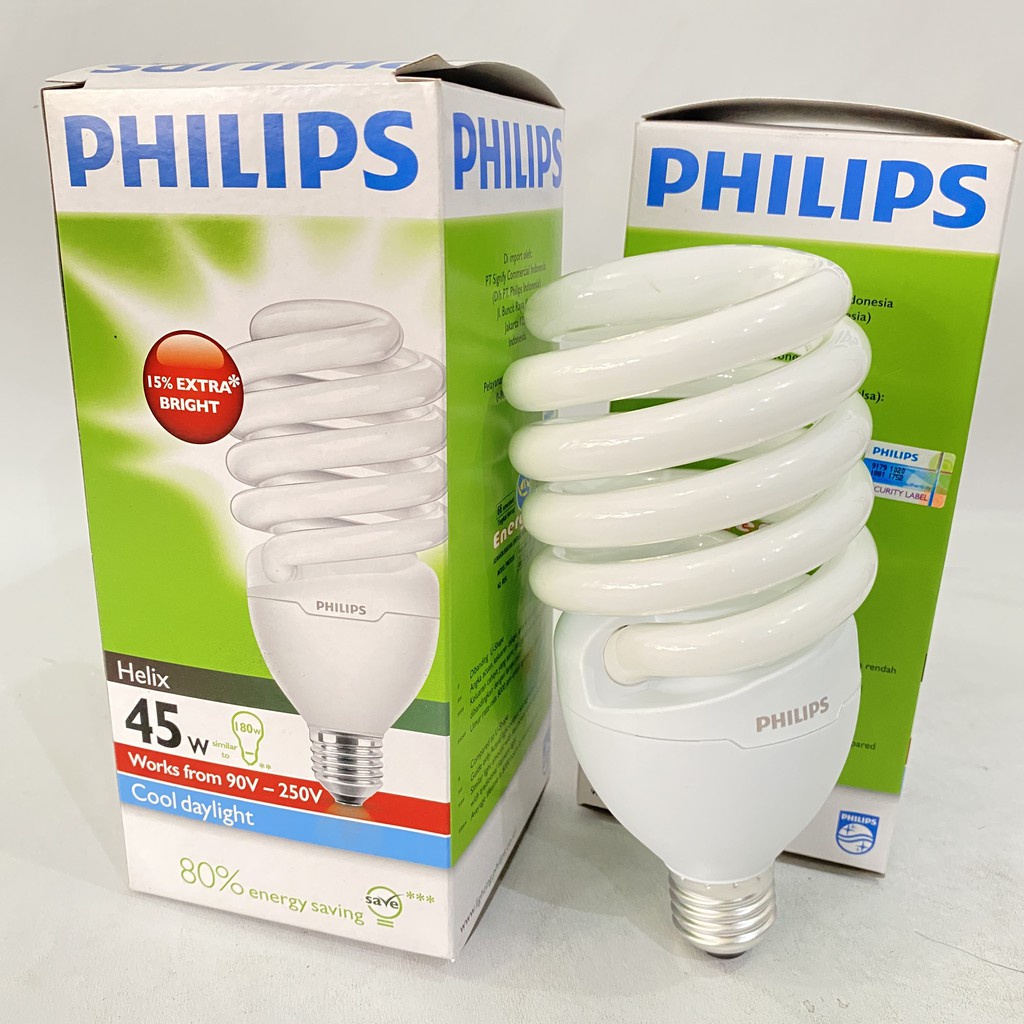 Lampu Helix 45W 45 W Putih 45 Watt Philips PLC Lampu Spiral Tornado Sepiral 45 W Jumbo Super Terang