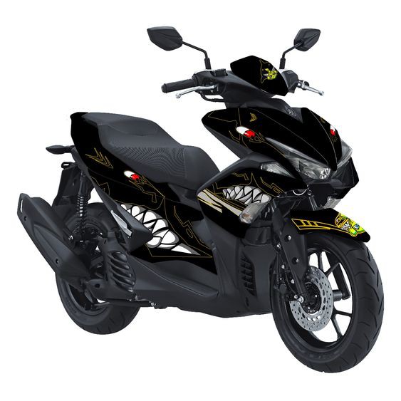 Stiker Decal Sticker Full Body Aerox VVA Hiu shark Hitam