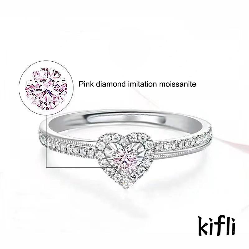 Cincin Wanita Bentuk Hati Warna Pink Untuk Hadiah Valentine / Ulang Tahun