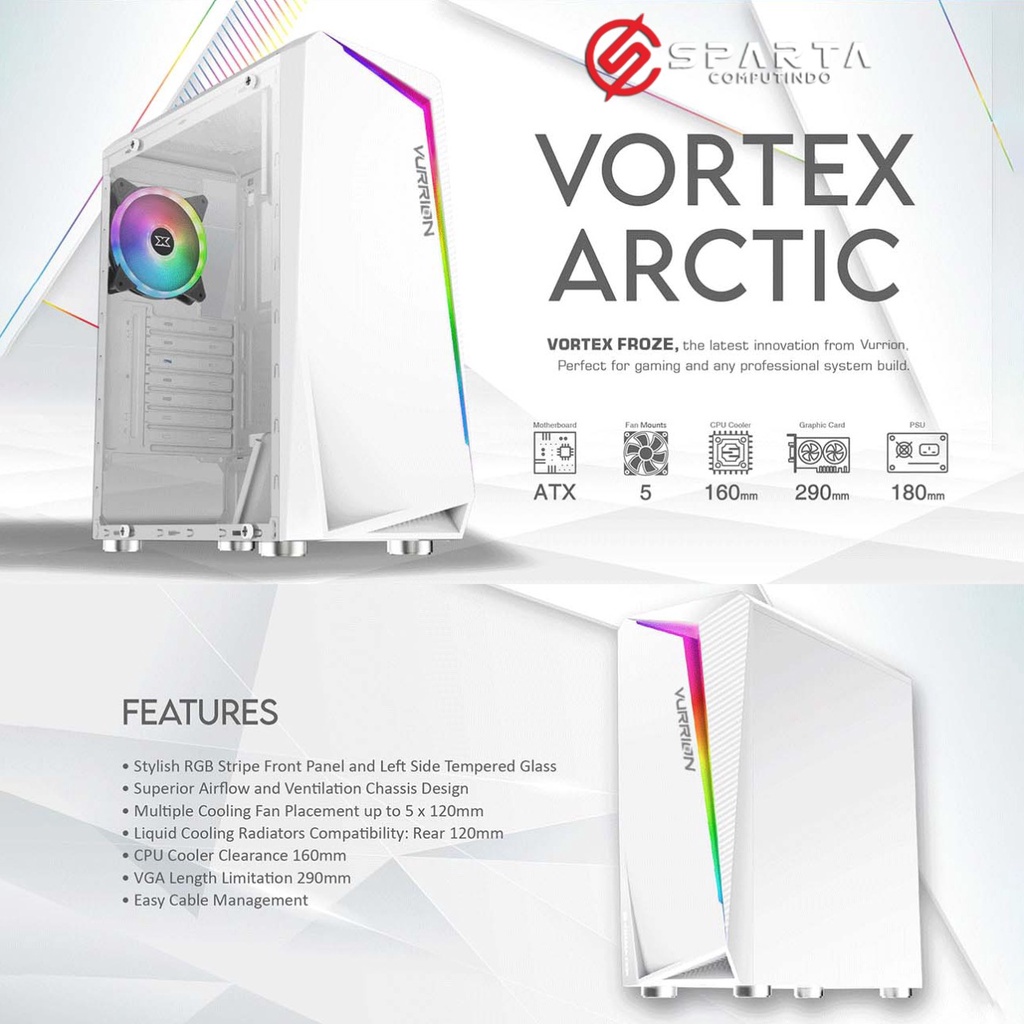 Casing Vurrion Vortex Froze Edition White Gaming Case