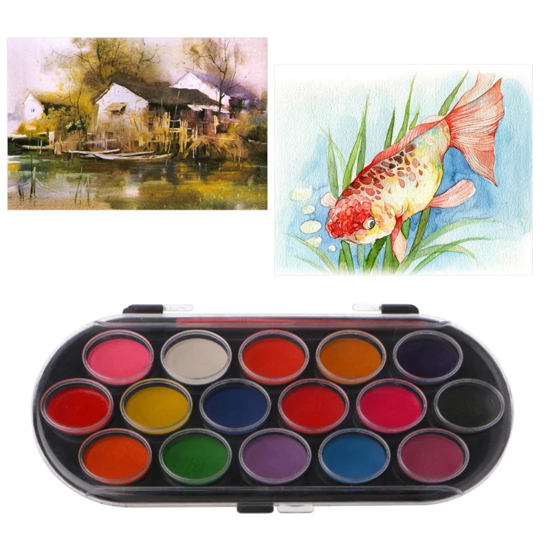 

Free Ongkir ya 16 Colors Watercolor Palette with Brush Set Painting Tray Craft Drawing Art For Art