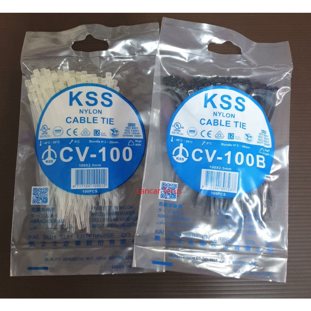 

KSS NYLON CABLE TIES CV-100/100X2,5MM 10 CM PUTIH HITAM 10 CM 10CM