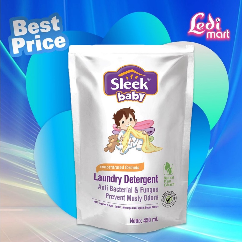 ORIGINAL Sleek Laundry Detergent Isi 450ml REFILL / Sleek Sabun Cuci Baju / LEDI MART