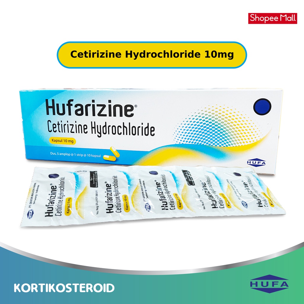 Jual Hufarizine Kapsul Obat Gatal Alergi Cetirizine Hydrochloride