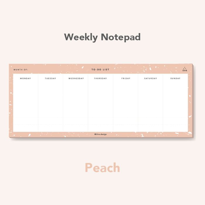 

Thre Design Peach Terrazzo Weekly Notepad To Do List