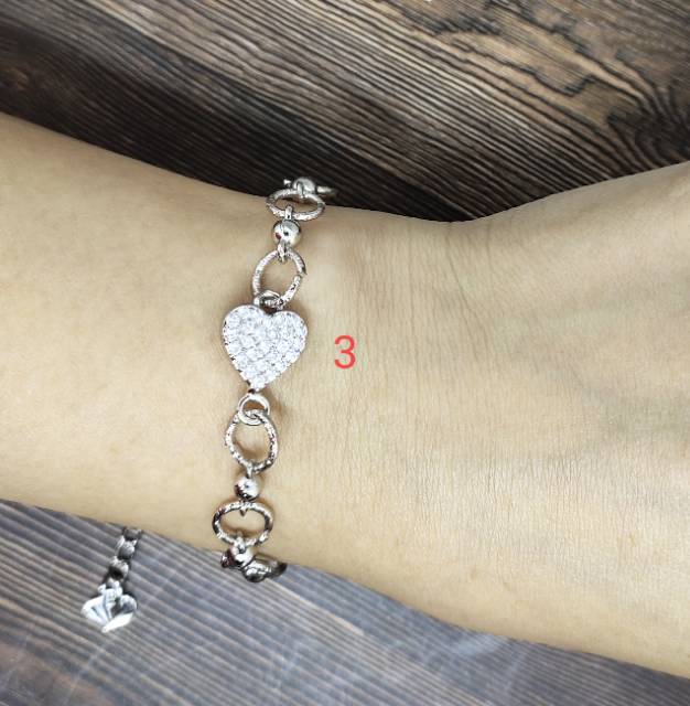 Fifi Fashion Gelang Bling Bling Ukir Silver Perhiasan Wanita Trend Artis 19#