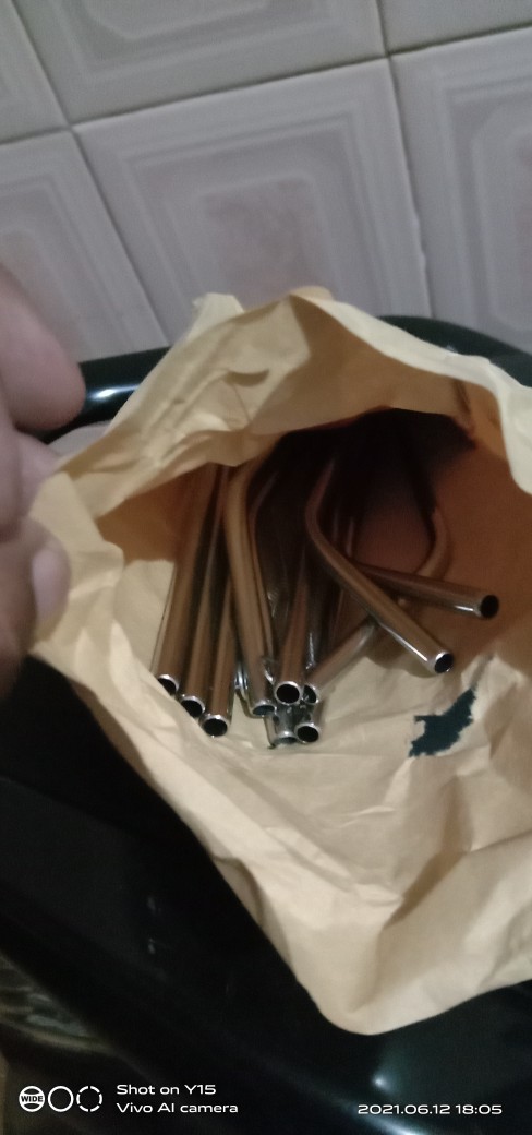 [15pcs] Cod Sedotan Lurus Bengkok+sikat Stainless Steel Impor Korea Alat Dapur Ramah Lingkungan