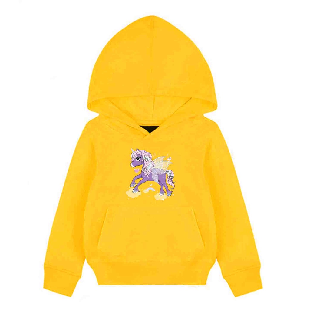 Hoodie Anak Purple Unicorn Sweater Pakaian Fleece  M - XL