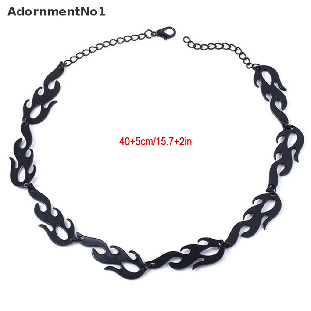 (AdornmentNo1) Kalung Choker Rantai Gaya Punk Hip Hop Motif Api Bahan Metal Untuk Perhiasan Pria / Wanita