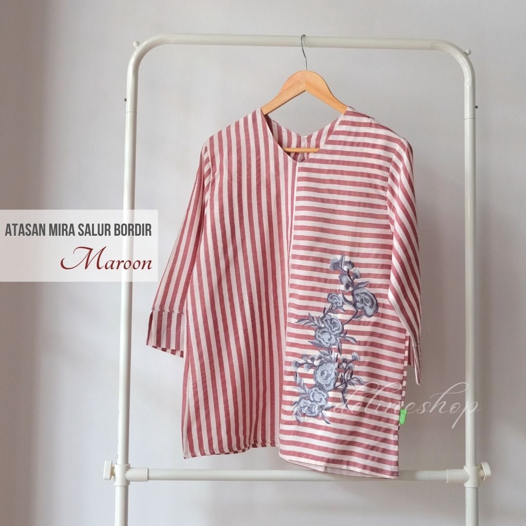 BAJU ATASAN BASIC BLOUSE WANITA MUSLIM & CASUAL - KIKA & MIRA SALUR TOP-MIRA - MAROON