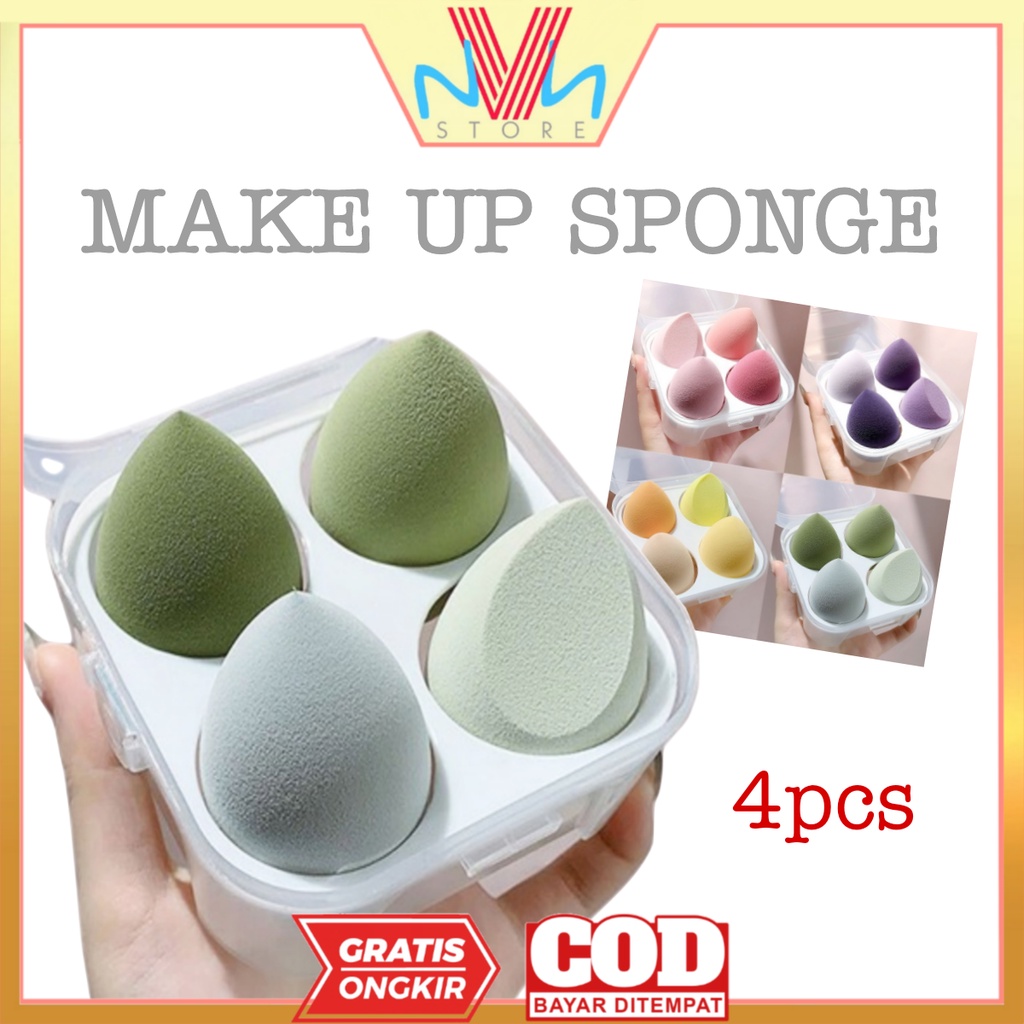 SPONS MAKE UP BOX 4pcs - MAKE UP SPONGE BEAUTY BLENDER BOX ISI 4 PCS - SPON BEDAK - SPON MAKE UP SS001