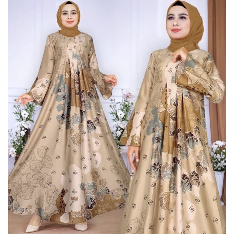 baju gamis wanita dress muslim terbaru MALIKA_Mode MELIA DRESS Gamis Casual Gamis Raya Lebaran Baha 