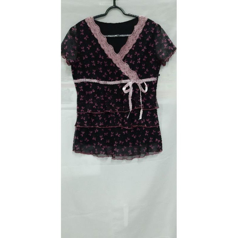 Baju Atasan Wanita Chiffon With Ribbon
