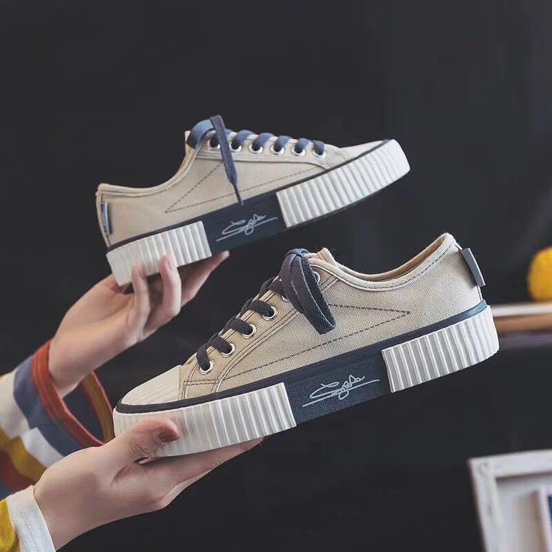 Sepatu Wanita Canvas Casual  Korea Style Terbaru Kekinian Sepatu Cewek Kanvas Tali Pelajar Viral Modis Fashionable Keren