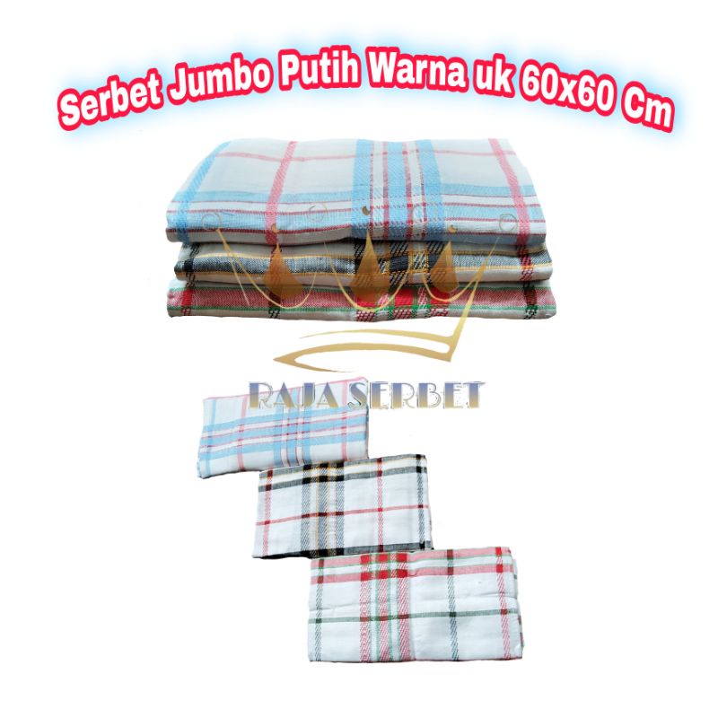 1 Pc..Serbet Kain Lap Jumbo Putih Warna ( 05 ) uk 60x60 cm