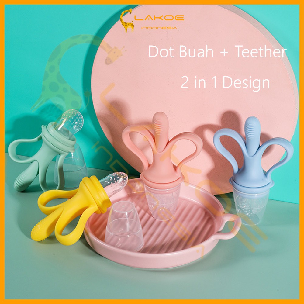 LAKOE Teether + dot buah bayi 2 in 1 empeng bayi Bahan silikon