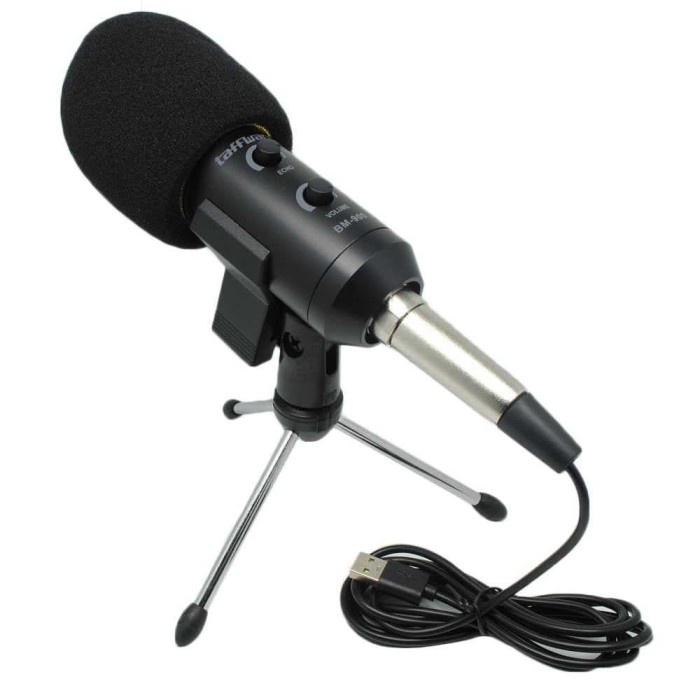 TaffSTUDIO Condenser Microphone Built-in Sound Card BM-900 Mini Tripod