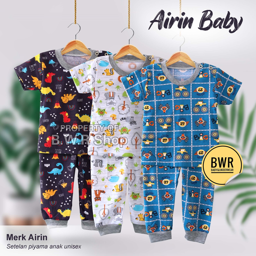 CPR Setelan Airin Baby ROAR Terbaru / Setelan Piyama Anak Unisex Kaos Pendek Celana Panjang | Bwr
