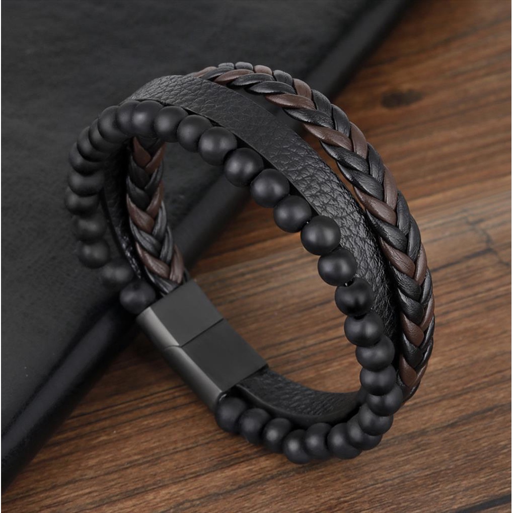 Gelang Kulit Pria Skmei 787 Stainless Original Ukuran 18.5 / 20 CM