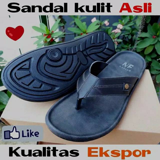 Sandal jepit Pria kulit sapi asli garut grosir sendal kulit murah Cibaduyut Jogja Tangerang Magetan