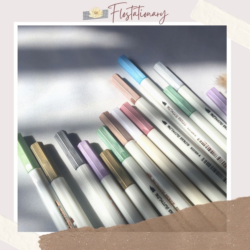 

[FS] Metallic Brush Pen Pena Kuas Metalik Untuk Kaligrafi Lettering Dekor Scrapbook Brushpen