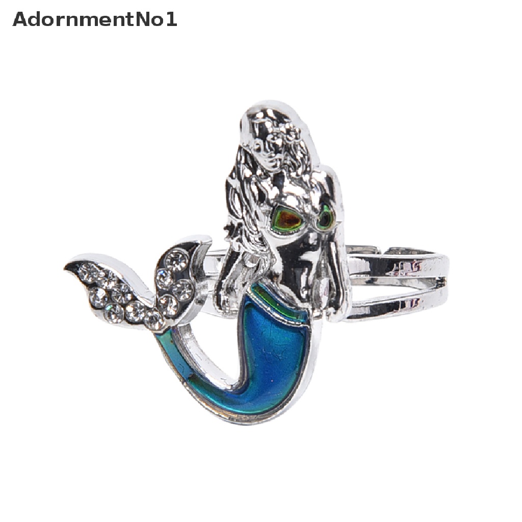 (AdornmentNo1) Cincin Mood Ring Adjustable Desain Ekor Mermaid Berubah Warna Sesuai Emosi