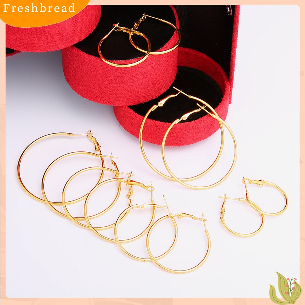 ? Fresh ? 6 Pasang Anting Bulat Gantung Lingkaran untuk Wanita