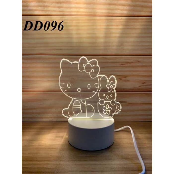  Lampu  Tidur  Hias  Led 3D Transparan 3 Lampu  Hello  Kitty  N 