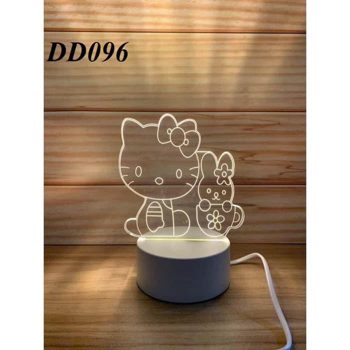 Lampu Tidur Hias Led 3D Transparan 3 Lampu Hello Kitty N Lampu Tidur Hias Led 3D Transparan 3 Lampu Hello Kitty N