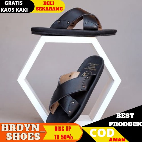 PROMO X CVNY xmin Sandal Pria Kulit asli sandal jepit