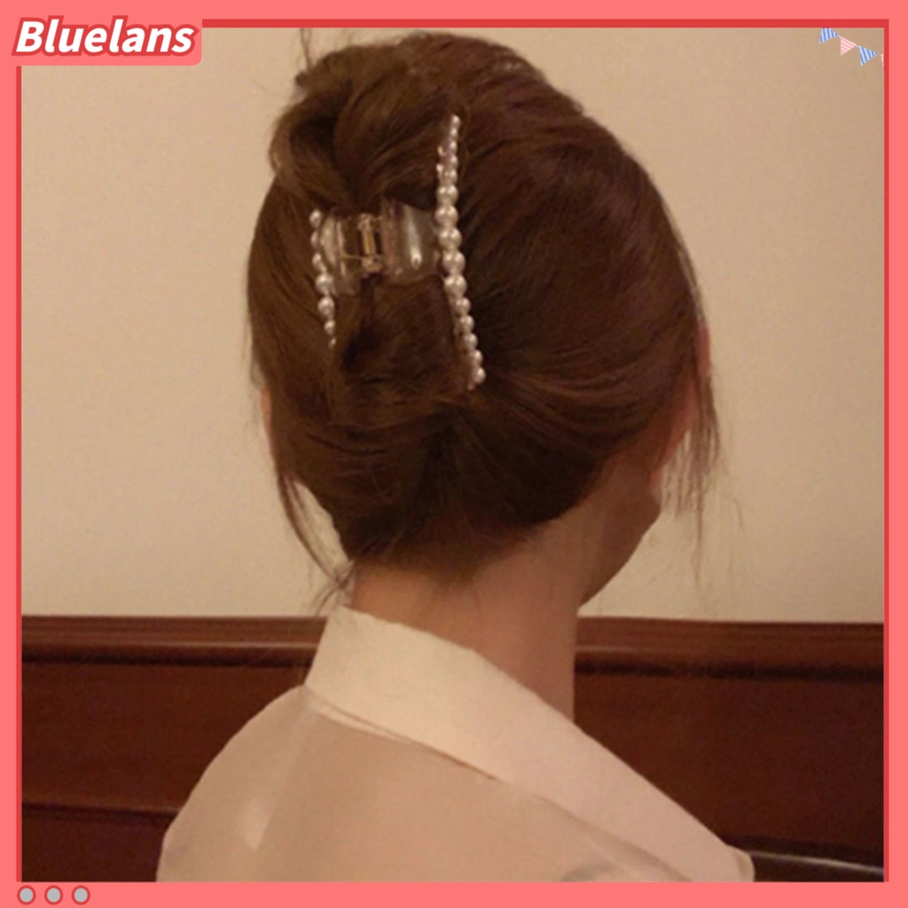 Bluelans Lightweight Hair Clip Faux Pearls Bright Color Hair Claw Stable Styling Accessories