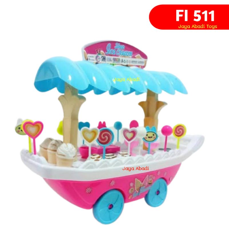 FI 511 - Mainan Gerobak Ice Cream Stroller Candy Happy Shop set FI511