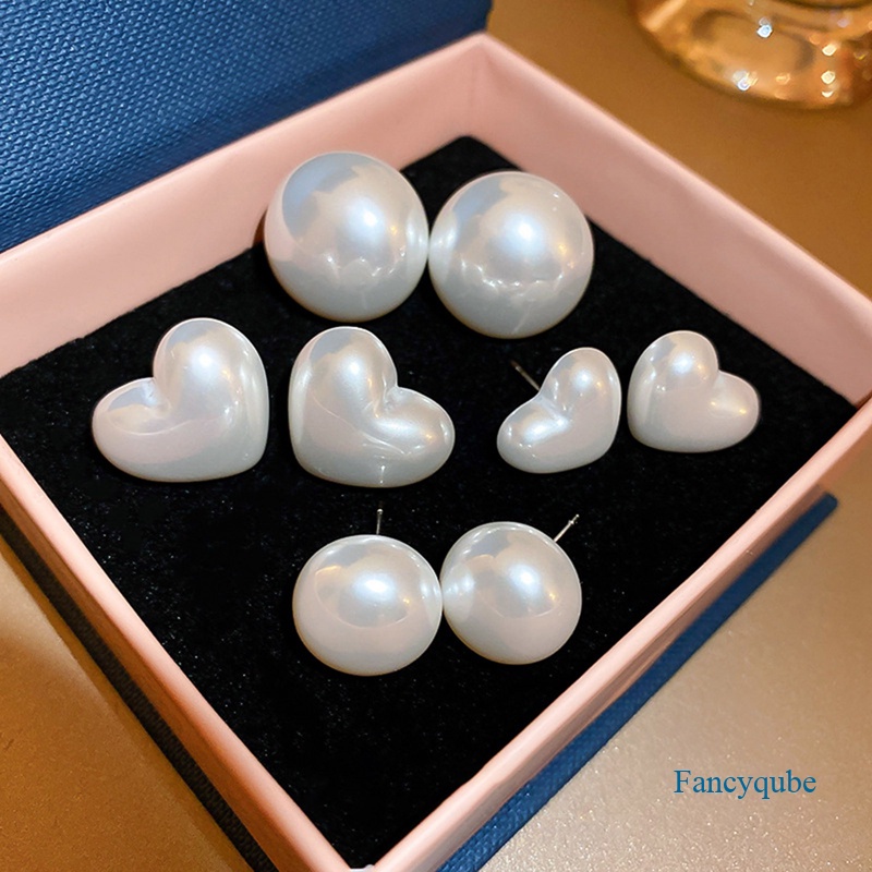 Fancyqube Fancycube Anting Mutiara Bentuk Hati Gaya Vintage