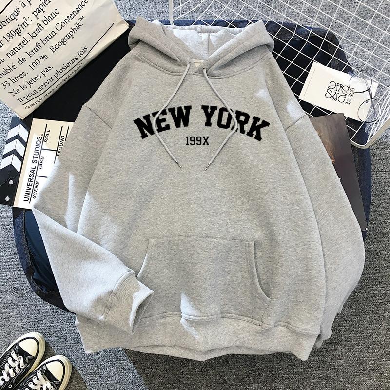 Sweater Hoodie Motif  NEW YORK Bahan Fleece Tebal Premium Pria Wanita