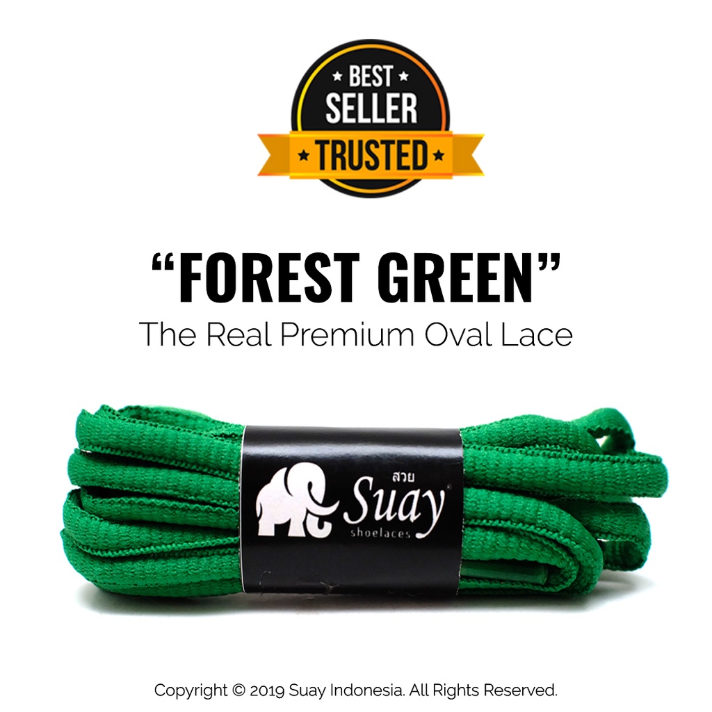Tali Sepatu Bulat Hijau (Oval) Premium Shoelace Forest Green Surabaya