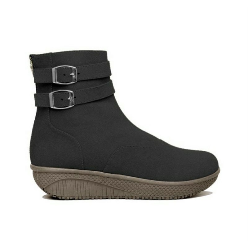 Make / Sepatu Ankle Boots Wanita Koreeaan Luar Negri Bahan Kulit Hitam - 37 / Salju Gunung